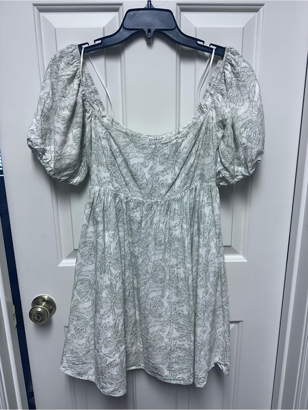Lucy Paris White and Sage Green Floral Mini Dress